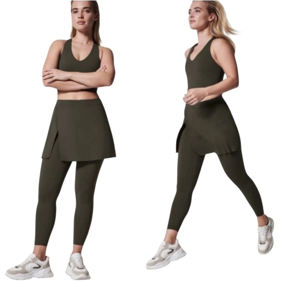 SPANX Medium Olive Green Booty Boost Active Skirt Around 7/8 Leggings - Picture 1 of 11